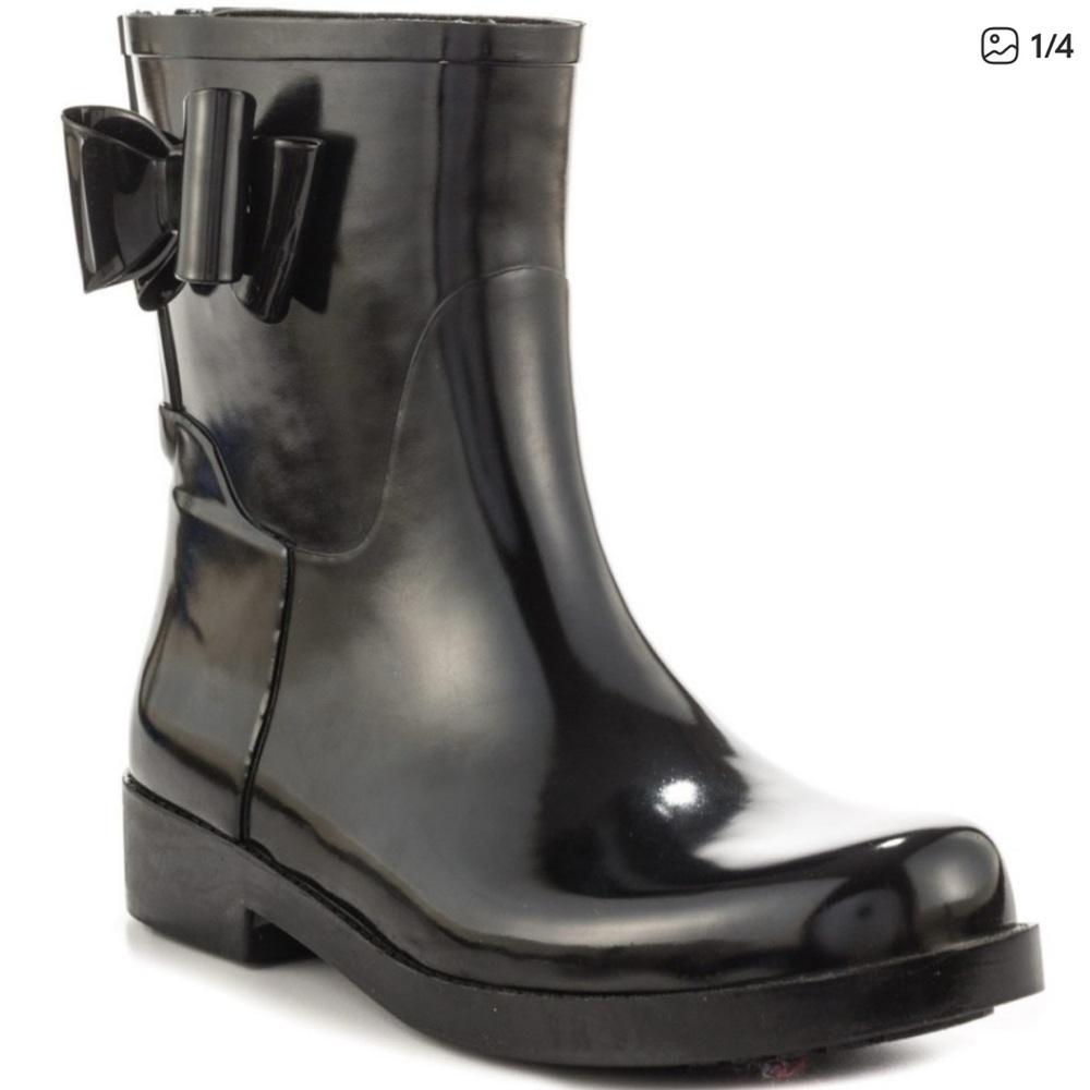 Jessica Simpson Raila Stylish Black Women's Boots with Bow Accent rain size 9
